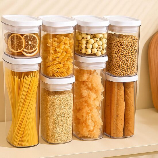 Mugav teraviljade hoiustamise anumate komplekt